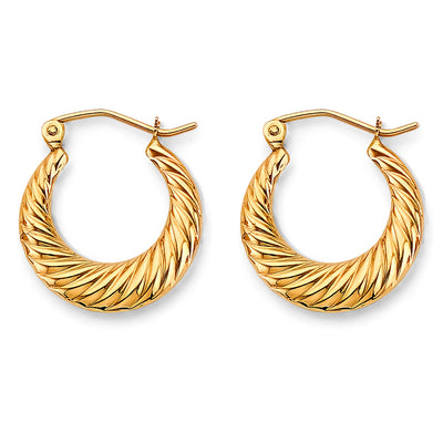 14K Yellow Gold 17mm Hollow Hoop Earrings