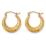 14K Yellow Gold 17mm Hollow Hoop Earrings