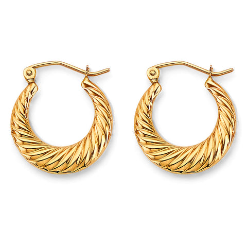 14K Yellow Gold 17mm Hollow Hoop Earrings