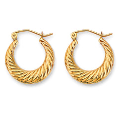 14K Yellow Gold 17mm Hollow Hoop Earrings