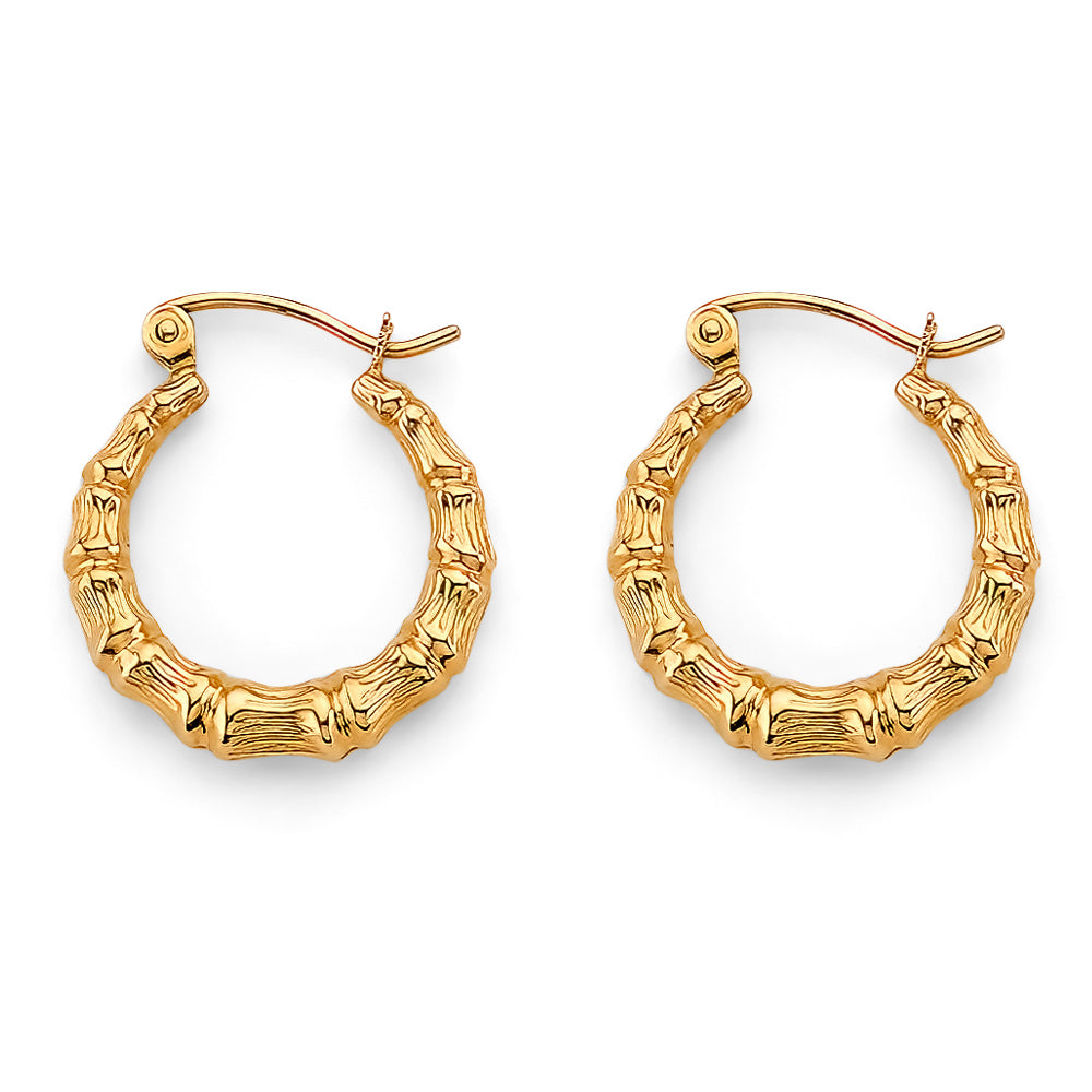 14K Yellow Gold 15mm Hollow Hoop Earrings