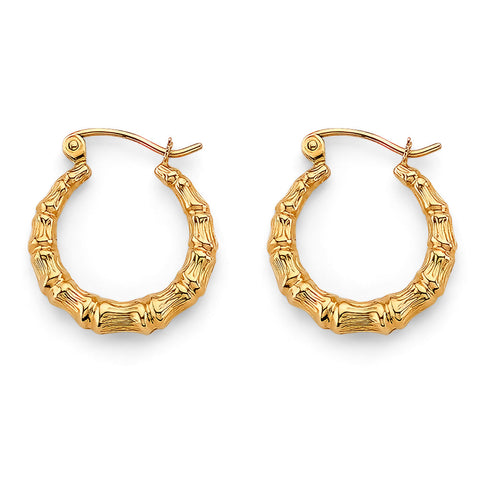 14K Yellow Gold 15mm Hollow Hoop Earrings