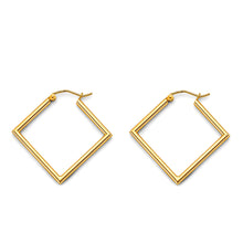 Load image into Gallery viewer, 14K Yellow Gold Tube Square Polish Hoop Earrings