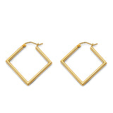 14K Yellow Gold Tube Square Polish Hoop Earrings