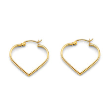 Load image into Gallery viewer, 14K Yellow Gold Heart Tube Hoop Earrings