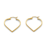 14K Yellow Gold Heart Tube Hoop Earrings