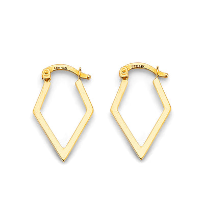 14K Yellow Gold Diamond Shape Hoop Earrings