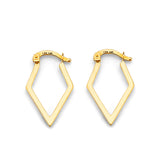 14K Yellow Gold Diamond Shape Hoop Earrings