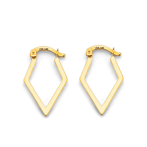 14K Yellow Gold Diamond Shape Hoop Earrings