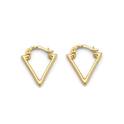 14K Yellow Gold Triangle Shape Hoop Earrings