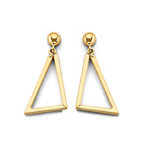 14K Yellow Gold Dangling Triangle Earrings