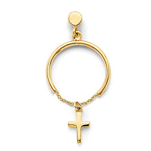 Load image into Gallery viewer, 14K Yellow Gold Hanging Cross Earrings