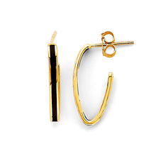 Load image into Gallery viewer, 14K Yellow Gold Enamel Open Oval Hoop Earrings