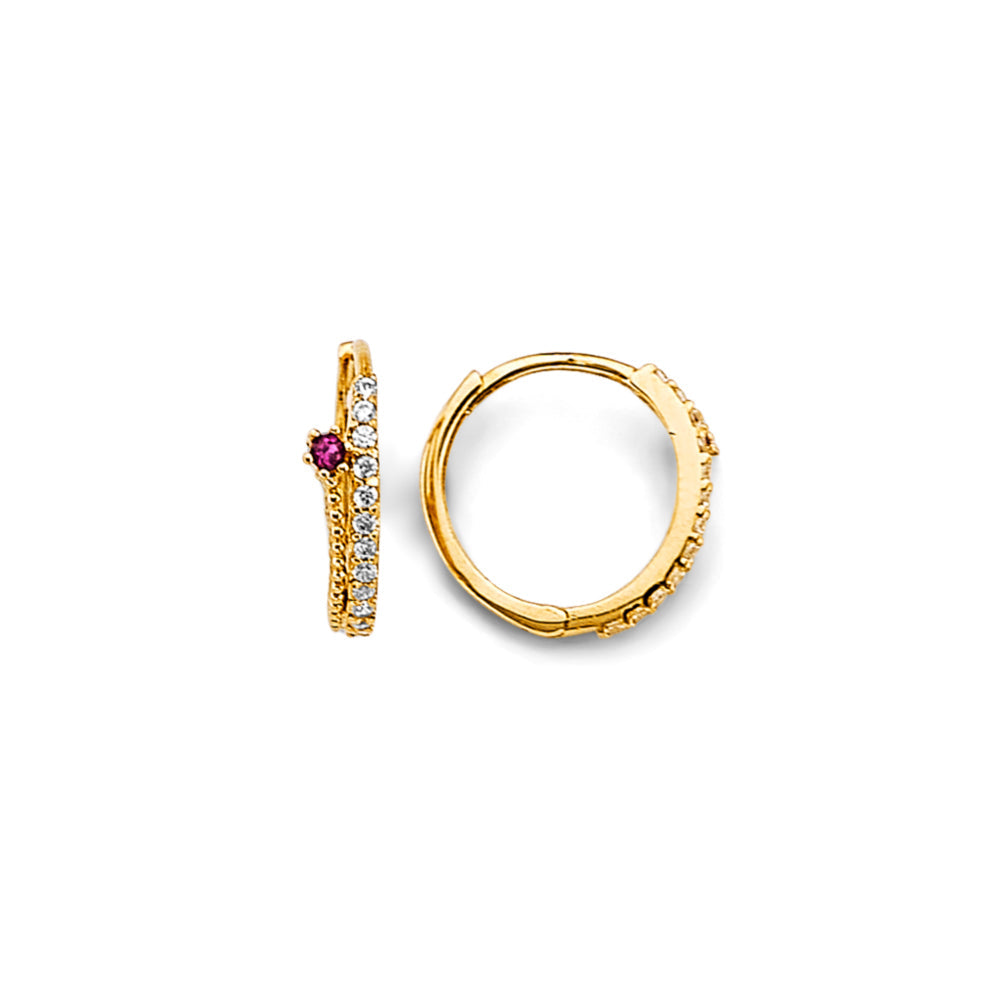 14K Yellow Gold 10mm CZ Huggies Earrings