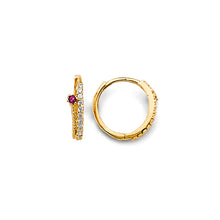 Load image into Gallery viewer, 14K Yellow Gold 10mm CZ Huggies Earrings