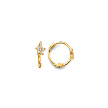 Load image into Gallery viewer, 14K Yellow Gold Star CZ Huggies Earrings