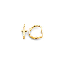 Load image into Gallery viewer, 14K Yellow Gold Cross Huggies Earrings