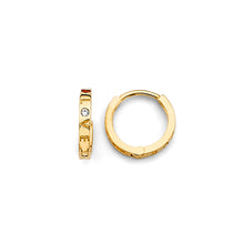 Load image into Gallery viewer, 14K Yellow Gold Love CZ Huggies Earrings