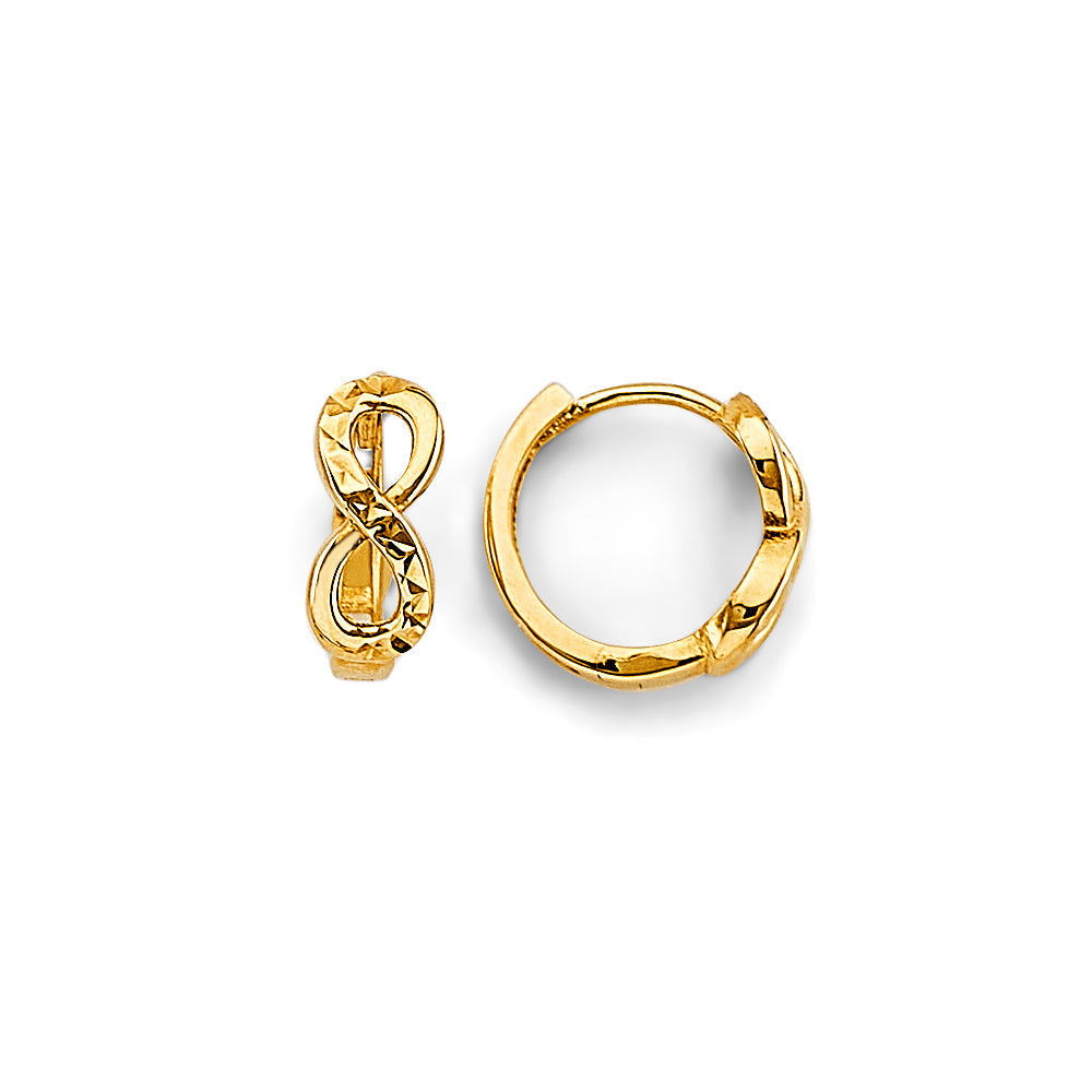 14K Yellow Gold Infinity Huggies Earrings