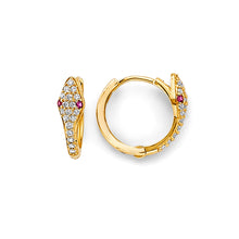 Load image into Gallery viewer, 14K Yellow Gold CZ Snake Huggies Earrings