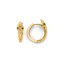 Load image into Gallery viewer, 14K Yellow Gold 12mm CZ Snake Huggies Earrings