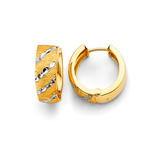 Load image into Gallery viewer, 14K Two Tone Gold 15mm Huggies Earrings