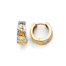 Load image into Gallery viewer, 14K Two Tone Gold Huggies Earrings