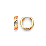 14K Tri Color Gold 12mm Round Huggies Earrings