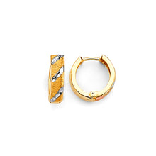 Load image into Gallery viewer, 14K Two Tone Gold 12mm Huggies Earrings