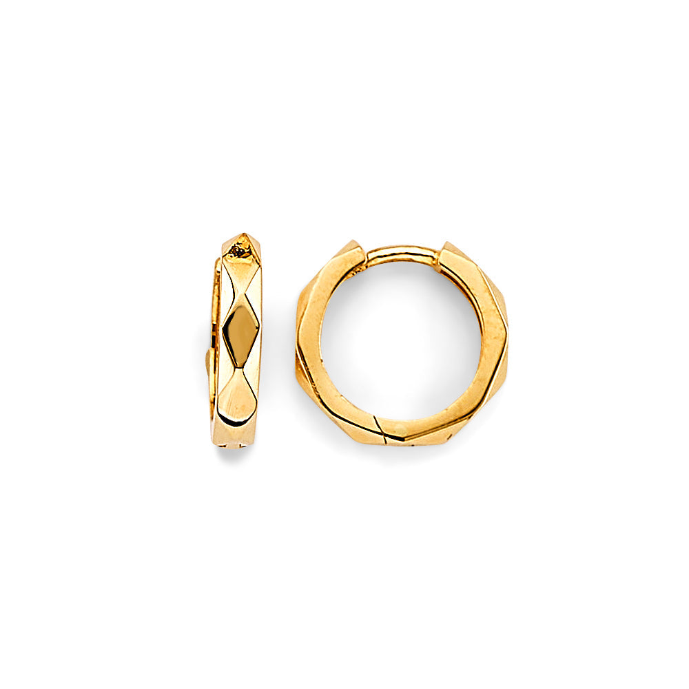 14K Yellow Gold Round 12mm Huggies Earrings