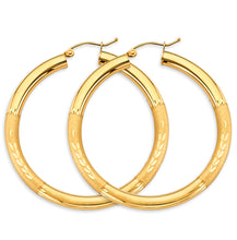 Load image into Gallery viewer, 14K Yellow Gold 3.8mm Budded DC Round Tube Hoop Earrings