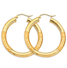 Load image into Gallery viewer, 14K Yellow Gold 3.8mm Budded DC Round Tube 35mm Hoop Earrings