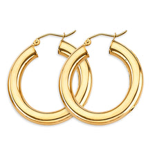 Load image into Gallery viewer, 14K Yellow Gold 4.5mm Polish Round Tube Hoop Earrings