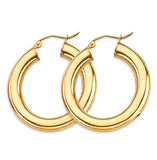 14K Yellow Gold 4.5mm Polish Round Tube Hoop Earrings