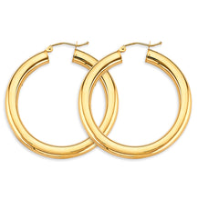 Load image into Gallery viewer, 14K Yellow Gold 4.5mm Polish Round Tube 40mm Hoop Earrings