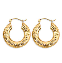 Load image into Gallery viewer, 14K Yellow Gold 4.5mm DC Round Tube 25mm Hoop Earrings