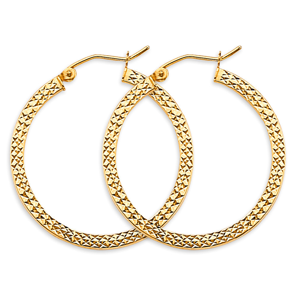 14K Yellow Gold DC Hoop Earrings