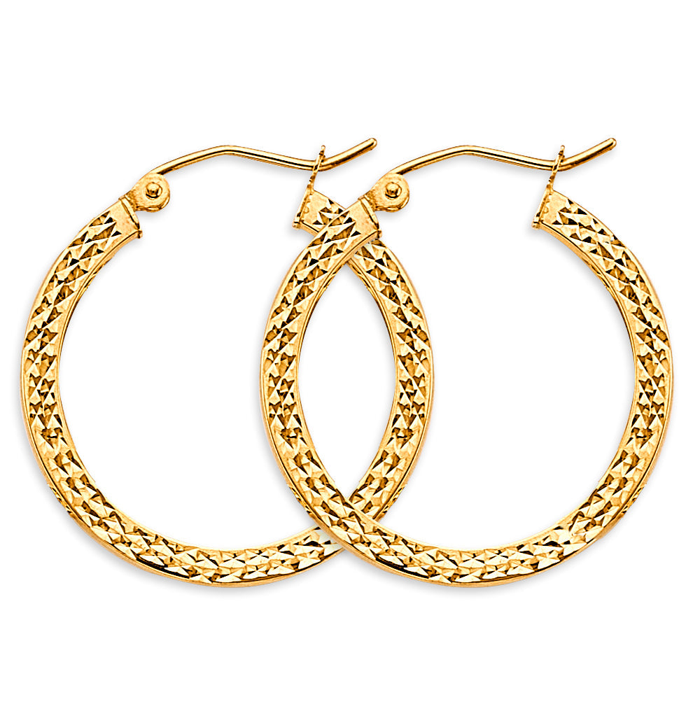 14K Yellow Gold 25mm DC Hoop Earrings