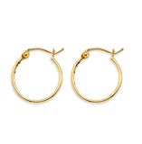 14K Yellow Gold 1mm Round Tube Hoop Earrings