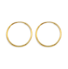 14K Yellow Gold 1mm Tube Endless Hoop Earrings