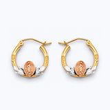 14K Tri Color Gold Guadalupe Hoop Earrings