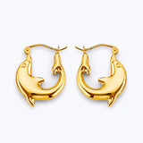 14K Yellow Gold Dolphin Huggies Earrings