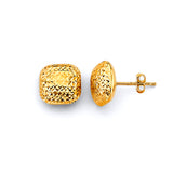 14K Yellow Gold DC Flat Square Push Back Earrings