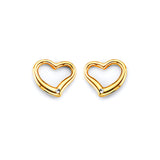 14K Yellow Gold CZ Heart Push Back Earrings