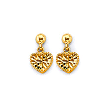 Load image into Gallery viewer, 14K Yellow Gold Hanging DC Heart Push Back Earrings