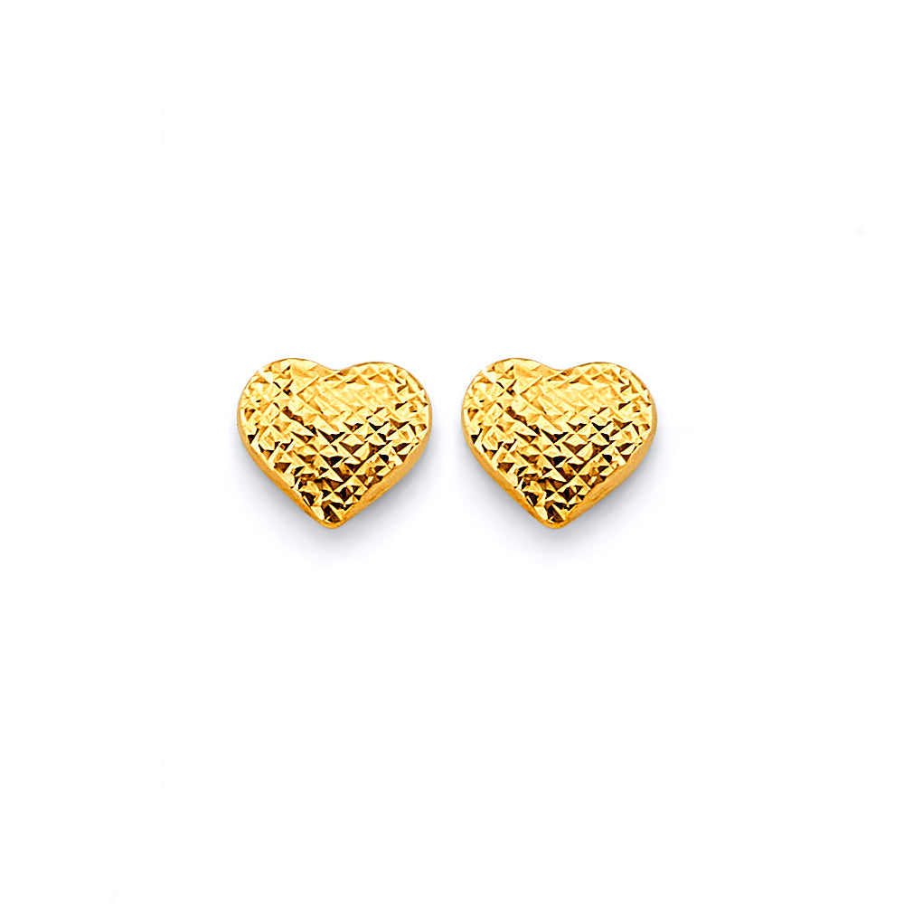 14K Yellow Gold DC Heart Push Back Earrings