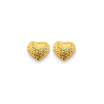 14K Yellow Gold DC Heart Push Back Earrings