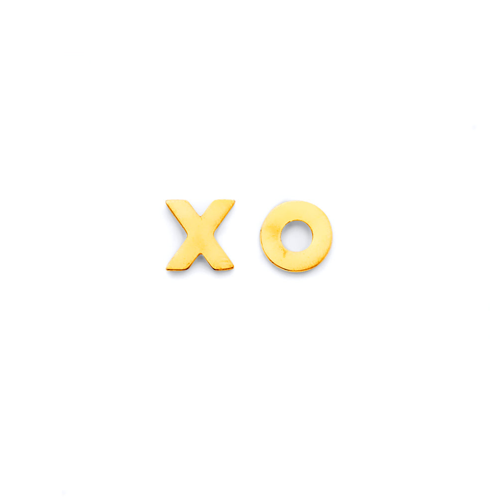 14K Yellow Gold X O Push Back Earrings