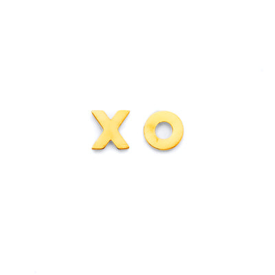 14K Yellow Gold X O Push Back Earrings