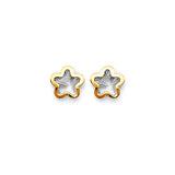 14K Two Tone Gold DC Star Push Back Earrings